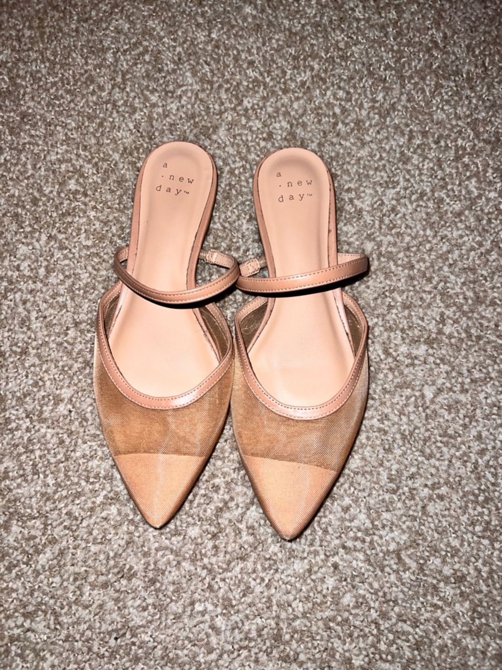 a new day Blush Tan Pointed Mules